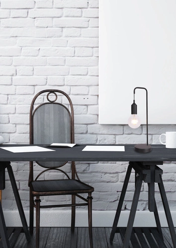 Industriální noční lampička Laren černá kovová do ložnice a na stůl Ledea 46 cm