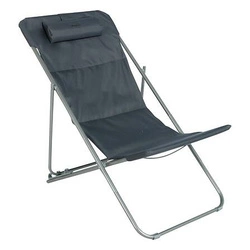 Zahradní lehátko Bilbao šedé skládací ocelové na terasu a balkon odolné vůči povětrnostním vlivům