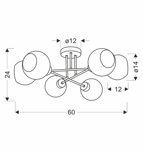 Moderní stropní svítidlo Amanda CANDELLUX černo-zlaté 6ramenné do obýváku