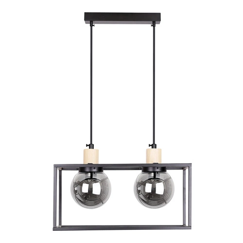 Retro 2 závěsná lampa černá 2x40W E27 kouřové stínítko