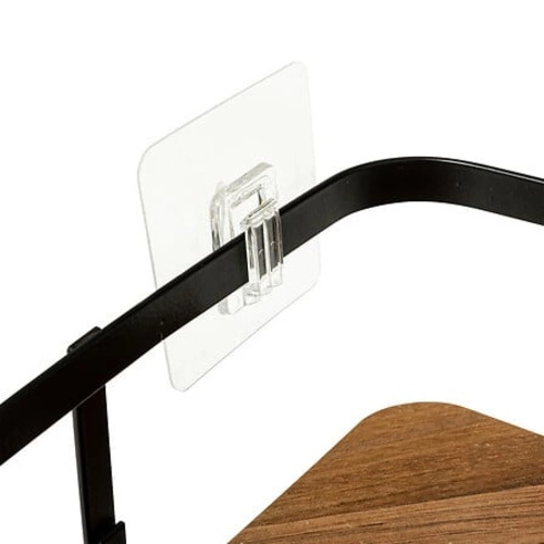 Rohová koupelnová police z černého akáciového dřeva bez vrtání 5five simply smart