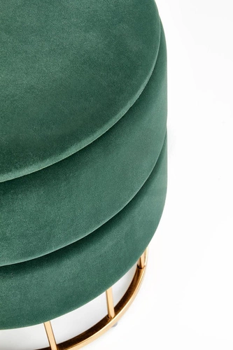 Zelený kulatý sametový taburet se schovkou ve stylu glamour do obýváku a předsíně Intesi
