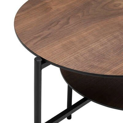 Moderní dřevěný konferenční stolek Kemi – sada kulatého a oválného do obývacího pokoje