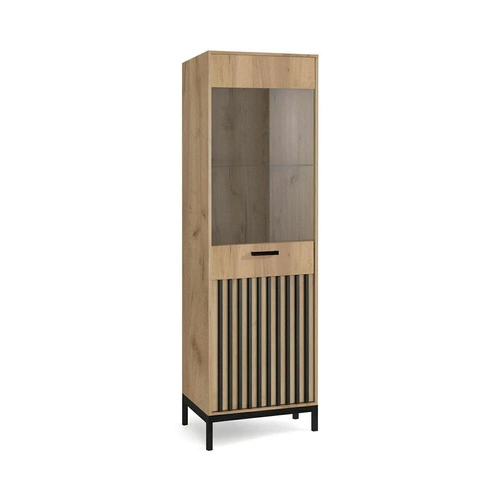 Vitrína Markle dub craft černý moderní vitrína do obýváku na knihy a alkohol 191 cm