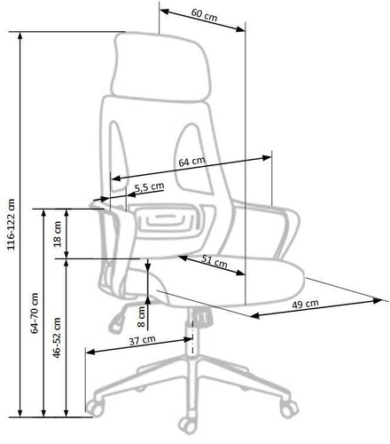 Ergonomická kancelářská židle Deva šedá s opěrkou hlavy a nastavitelnou výškou do kanceláře Intesi