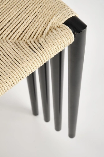 Kovová jídelní židle Tamara Intesi moderní černá s přírodním sedákem z provazu