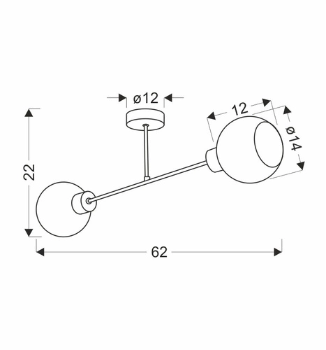 Moderní stropní lampa Amanda černo-zlatá 2bodová do obýváku a ložnice skleněná