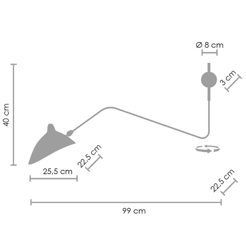 Nástěnná lampa CRANE-1W černá 99 cm moderní kovová nastavitelná do obýváku