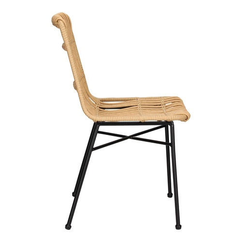 Zahradní křeslo Surabaya boho z technoratanu, přírodní s černými nohami Intesi