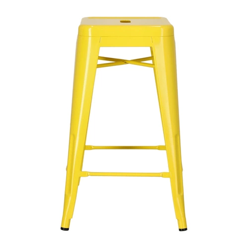 Barová stolička Paris 66 cm žlutá kovová bez opěradla industriální k kuchyňskému ostrůvku inspirovaná Tolix