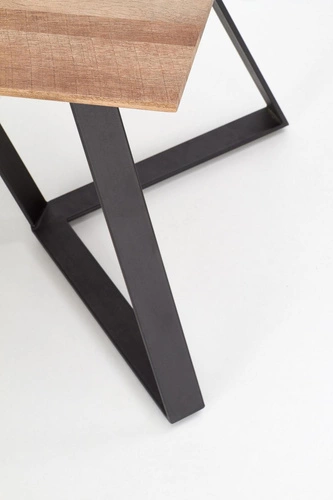 Jídelní stůl Gary loftový pevný ořech rustikální černé nohy 180x90 cm