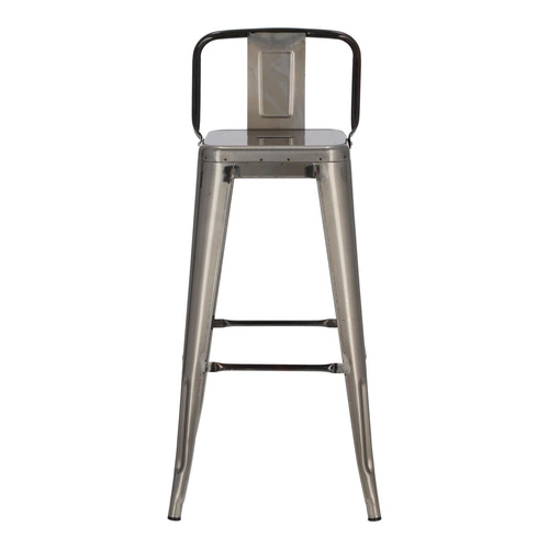 Barová židle Paris Back 75 cm kovová s opěrkou industriální stříbrná do kuchyně inspirovaná Tolix