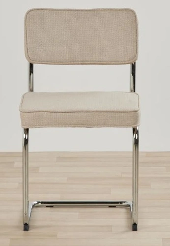 Čalouněná jídelní židle Tepper béžová moderní na chromovaných lyžinách