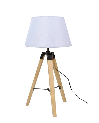 Noční lampa do ložnice Lugano moderní dřevěná s bílým stínidlem 68 cm