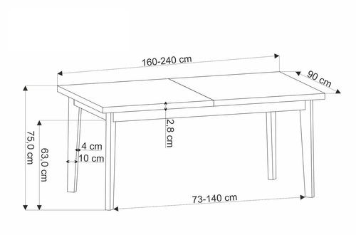 Rozkládací jídelní stůl Manavi 240 cm přírodní dub černé nohy moderní