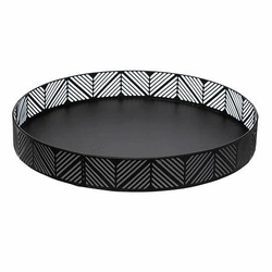 Frieze kulatý kovový dekorační podnos černý 30 cm moderní na servírování občerstvení