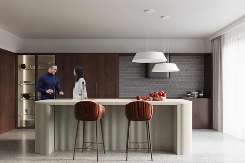 Stropní lustr Vega 60 bílý moderní do obýváku a jídelny s textilním stínidlem