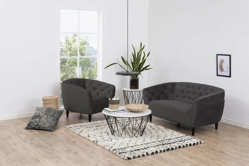 Relaxační křeslo do obýváku Ria Actona šedý samet glamour prošívaný extra pohodlný