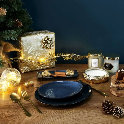 Obdélníkový talíř Tierra šedý 22x10 modrý