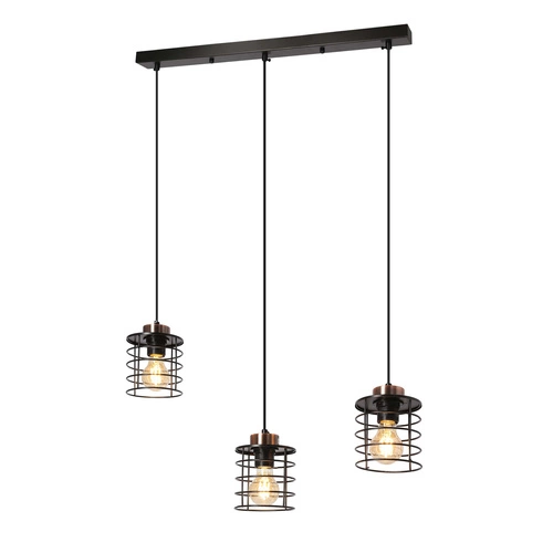 Závěsná lampa Glob černá+zlatá 3x40W E27 stínidlo černé