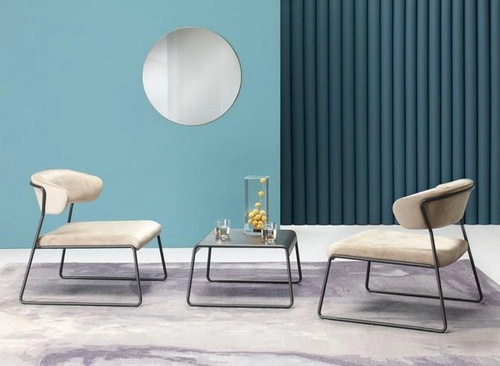 Moderní sametové křeslo Lisa Lounge červené na lyžinách do obýváku SCAB Design