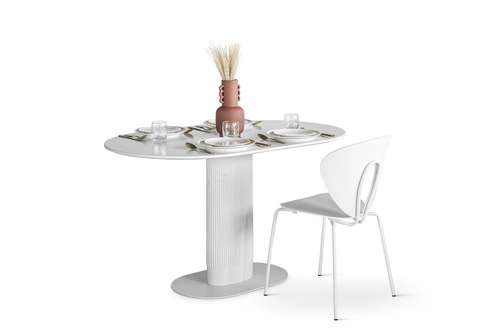 Jídelní stůl Maxim bílý oválný moderní na jedné noze 120x70 cm Intesi