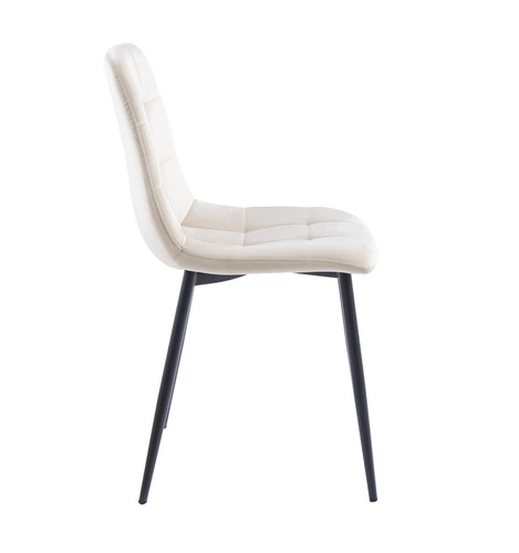 Čalouněná židle Caro Velvet béžová do jídelny a obýváku, sametová na černých nohách