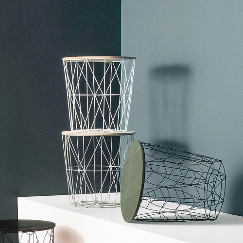 Kulatý konferenční stolek Kumi Atmosphera bílý/přírodní skandinávský do obýváku 41 cm