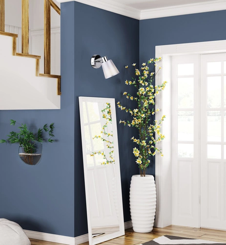 Nástěnné svítidlo Pin moderní bílé s textilním stínidlem do ložnice a obývacího pokoje chrom