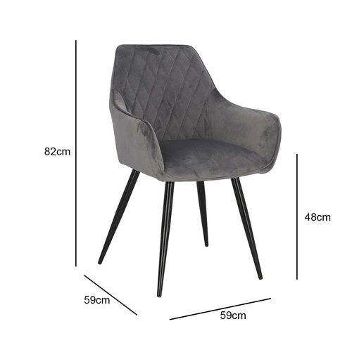 Čalouněná jídelní židle z šedého sametu s područky Pico Intesi moderní