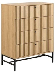 Komoda Albany 4 zásuvky drásaný dub přírodní moderní na nožkách do obýváku 80 cm