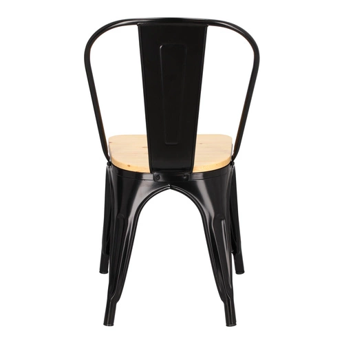 Jídelní židle Paris Wood D2.DESIGN černá kovová s dřevěným sedákem borovice
