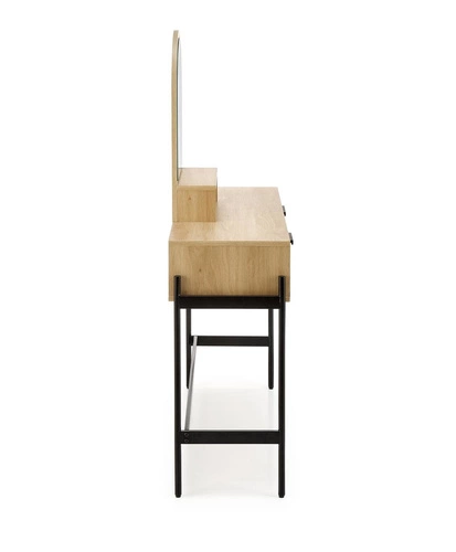 Boho toaletní stolek Makar se zrcadlem a zásuvkami do ložnice, přírodní a černý