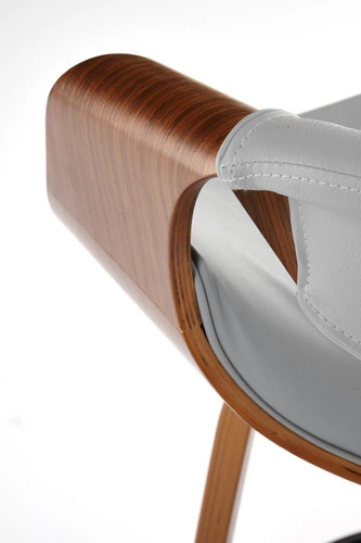 Barová židle Analis industriální čalouněná s opěrkou a područkami do kuchyně šedá/ořechová