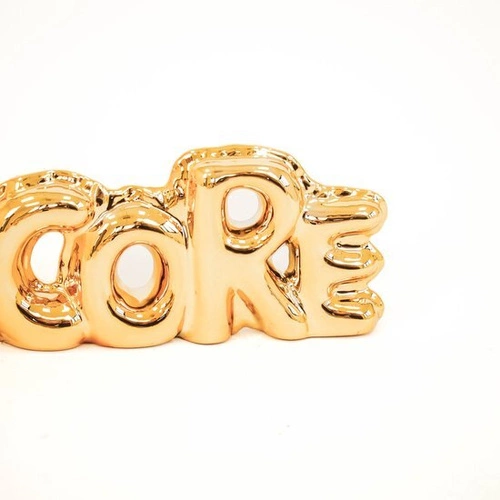 Dekorativní figurka Hardcore balonová zlatá moderní do obýváku HV decor 33 cm