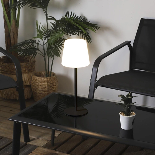 Moderní LED stolní lampa Intesi černá s USB a nastavitelnou intenzitou do obýváku a ložnice