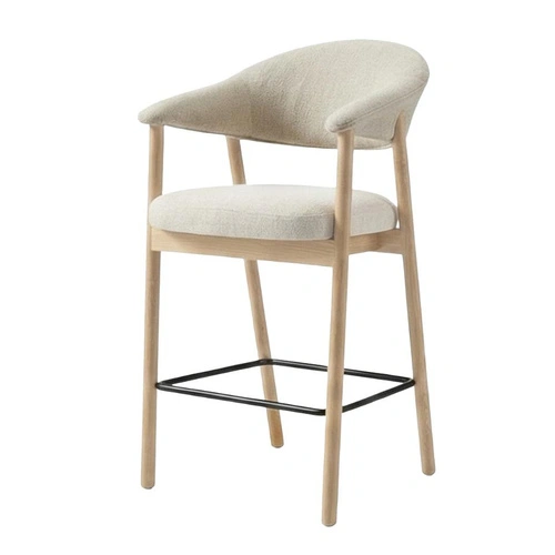Barová židle Elk čalouněná skandinávská do kuchyně písková bělený dub
