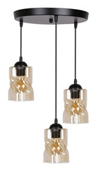 Felis závěsná lampa deska černá 3x60W E27 jantarové stínidlo