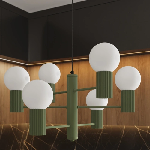 Moderní lustr HALO 6 olivový do obýváku a jídelny kovové stropní svítidlo