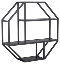 Industriální nástěnná police Seaford Octagon černá na knihy a dekorace do obýváku Actona