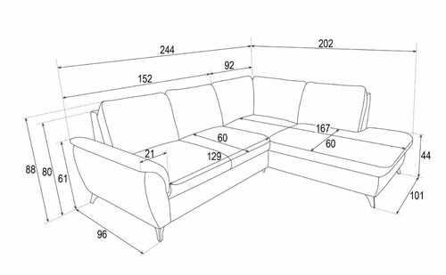 Rohová rozkládací pohovka Nevada šedá levá moderní s úložným prostorem do obýváku Intesi
