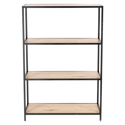 Regál do obýváku Oxford I moderní loftový na knihy 4 police dub a černý kov Intesi