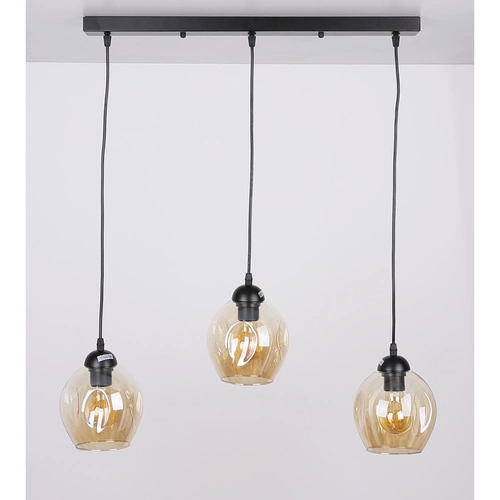 Závěsná lampa Aspa černá 3x40W E27 stínítko hnědé