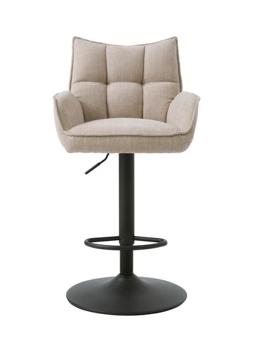 Moderní béžová otočná barová židle Merys s opěrkou a područkami do kuchyně