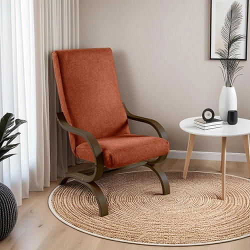 Moderní sametové houpací křeslo Corsica oranžové do obýváku ve skandinávském stylu Intesi