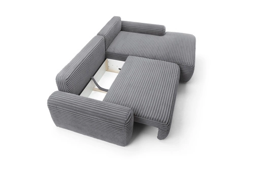 Rohová manšestrová rozkládací sedačka do obýváku Domle pravá šedá moderní Intesi