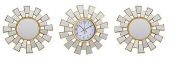 Moderní zlaté nástěnné hodiny s zrcadly Reish do obývacího pokoje nebo předsíně Intesi