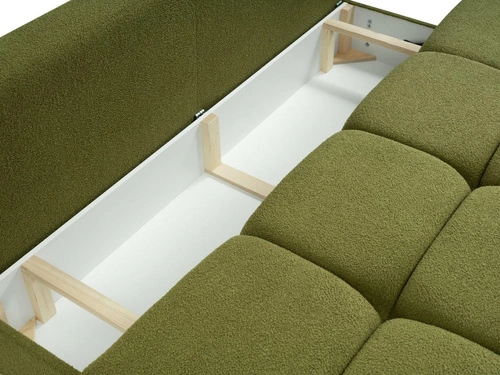 Rozkládací pohovka Flade s úložným prostorem a funkcí spaní, zelená, moderní do obýváku