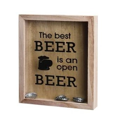 Dřevěná nástěnná dekorace Corky II Intesi přírodní box na zátky do obýváku 30 cm