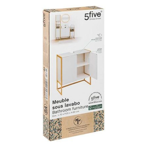 Bílá koupelnová skříňka pod umyvadlo Natureo 70 cm moderní MDF bambus 5five